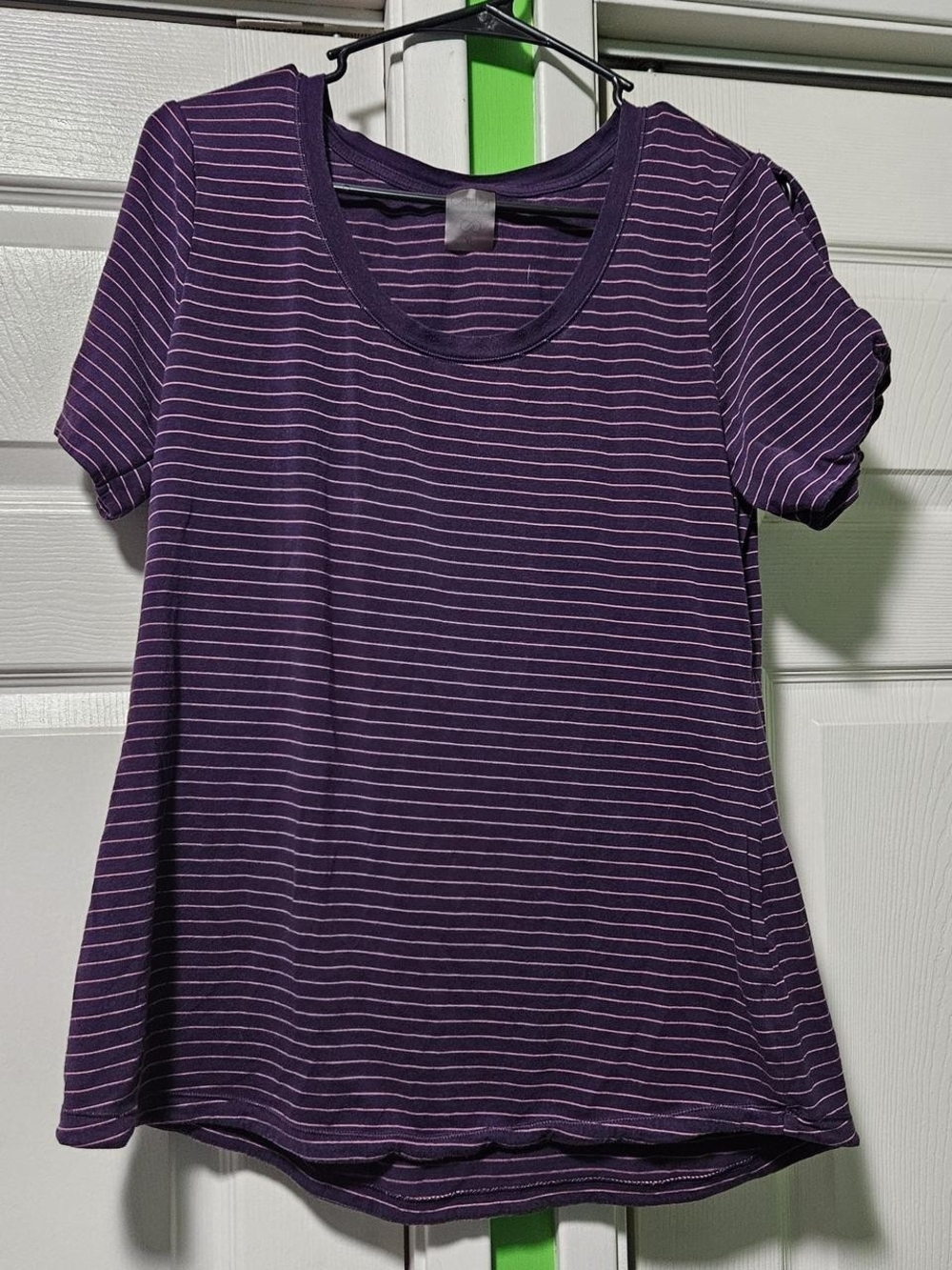 CALIA by Carrie Underwood Purple Striped Short Sleeve Tee